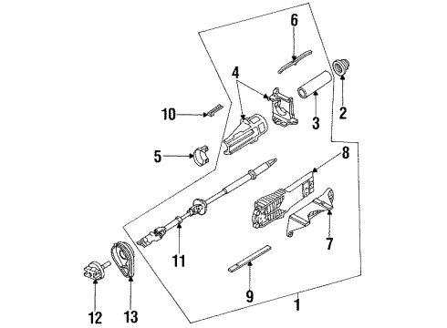 1999 Mercury Mystique Steering Column & Wheel, Steering Gear & Linkage Column Assembly Diagram for F7RZ-3C529-MA