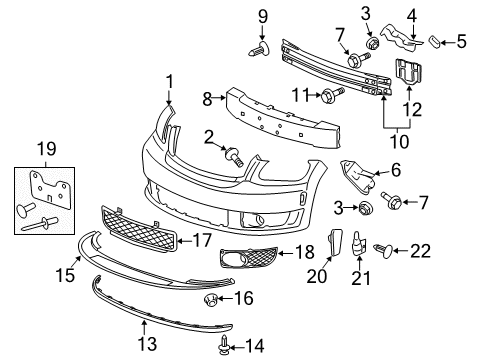 2009 Chevrolet HHR Front Bumper Side Bracket Diagram for 15827749