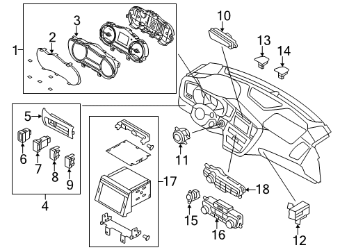 2013 Kia Optima Cluster & Switches, Instrument Panel Cluster Diagram for 940114U013