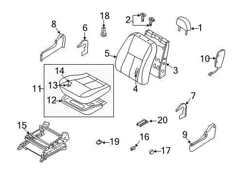 2004 Infiniti G35 Front Seat Components Pad-Front Seat Cushion Diagram for 87361-AM000