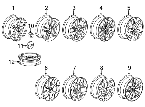 2020 Chevrolet Malibu Wheels Wheel, Alloy Diagram for 84711517