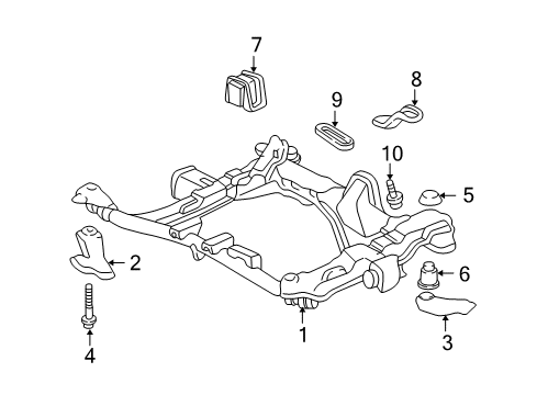 2008 Honda Odyssey Suspension Mounting - Front Sub-Frame, Front Diagram for 50200-SHJ-A04