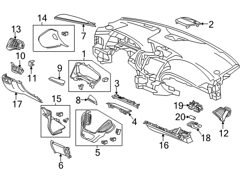 2020 Acura MDX Cluster & Switches, Instrument Panel Switch Assembly, Epb & Brake Hold (Sandstorm) Diagram for 35355-TZ6-H01ZA