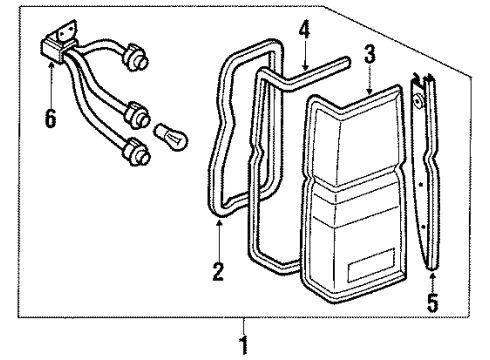 1989 Nissan Pathfinder Combination Lamps Lamp Assembly-Rear Combination LH Diagram for B6555-41G00