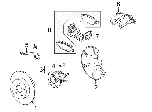 2007 Pontiac G5 Rear Brakes Hose Asm, Rear Brake Front Diagram for 19366736