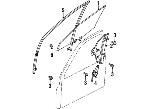 2002 Infiniti G20 Front Door Glass Assembly-Door Window, LH Diagram for 80301-3J105