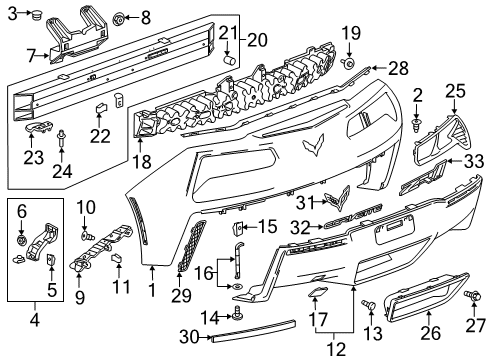 2019 Chevrolet Corvette Rear Bumper Nut Diagram for 11546449