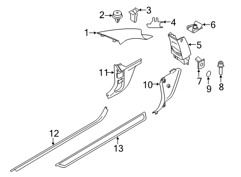 2019 BMW 230i xDrive Interior Trim - Pillars, Rocker & Floor Cover, B-Column Upper Left Diagram for 51448057933