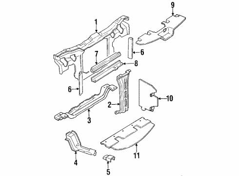 1991 Oldsmobile Silhouette Radiator Support Baffle-Radiator Air Side Diagram for 10226102