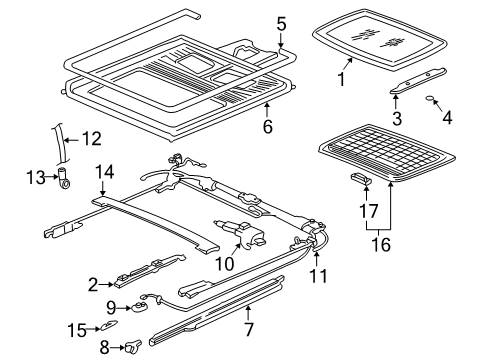 2003 Acura RL Sunroof Handle, Sunshade (Light Lapis) Diagram for 83212-SP0-A00ZK