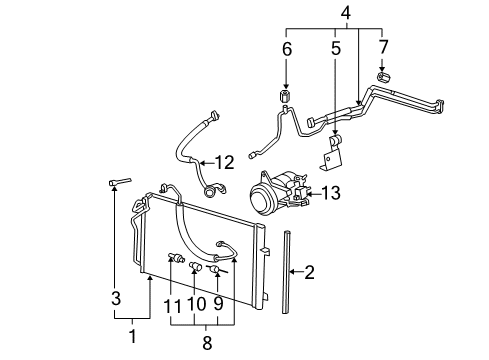 2008 Buick Lucerne A/C Condenser, Compressor & Lines Compressor Diagram for 21992587