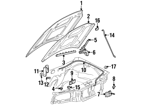 2001 Mercury Cougar Hood & Components Release Cable Diagram for YS8Z-16916-AA