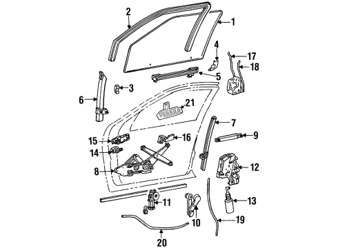 1994 Ford Taurus Front Door Glass & Hardware, Lock & Hardware Lock Cylinder Retainer Diagram for F13Z5422023A