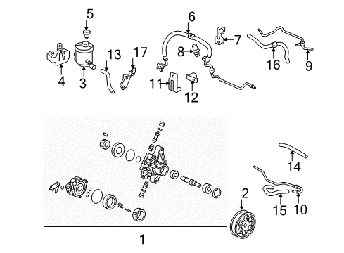2007 Honda Civic P/S Pump & Hoses, Steering Gear & Linkage Hose A, Power Steering Return Diagram for 53734-SNA-A01