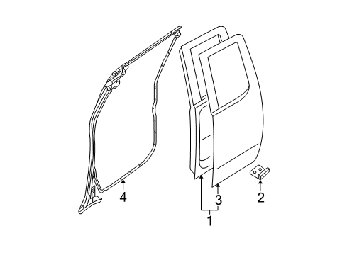 2019 Nissan Frontier Rear Door Weatherstrip-Rear Door, RH Diagram for 82830-EA80C