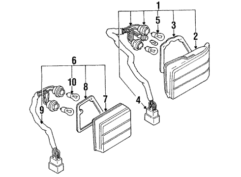 1991 Hyundai Sonata Bulbs Lens & Housing-Rear Combination Inside Lamp, RH Diagram for 92460-33150