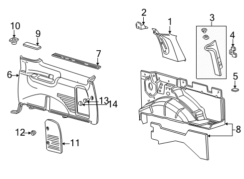 2002 Ford Excursion Interior Trim - Quarter Panels Center Pillar Trim Diagram for 2C7Z7824356AAC