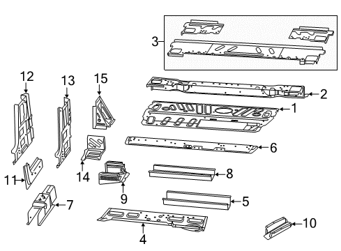 2018 Ram ProMaster 1500 Pillars, Rocker & Floor - Floor & Rails Floor Pan-Front Floor Diagram for 68159482AA