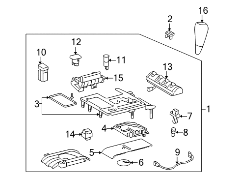 2015 Lexus LX570 Console Knob Sub-Assembly, Shift Diagram for 33504-60380-E1