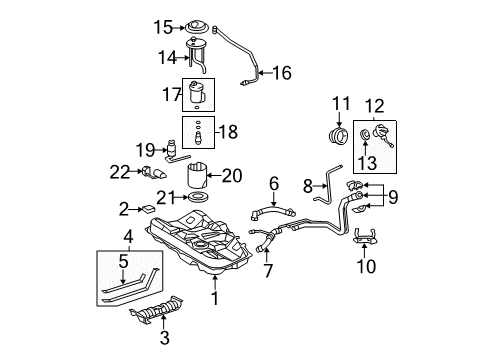 2007 Toyota Camry Senders Fuel Filter Diagram for 23300-28050