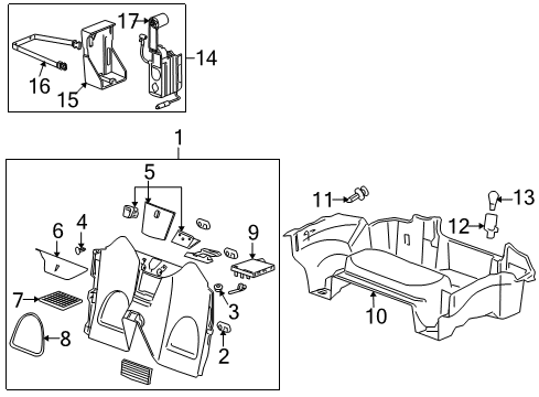 2007 Pontiac Solstice Interior Trim - Rear Body Holder-Driver Seat Cup *Gray A Diagram for 15812207