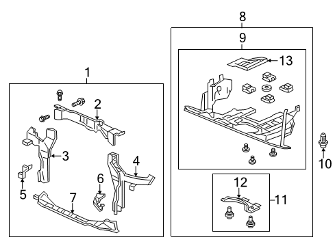 2012 Honda CR-V Radiator Support Crossmember Set, Front Bulkhead Diagram for 04603-T0G-A00ZZ