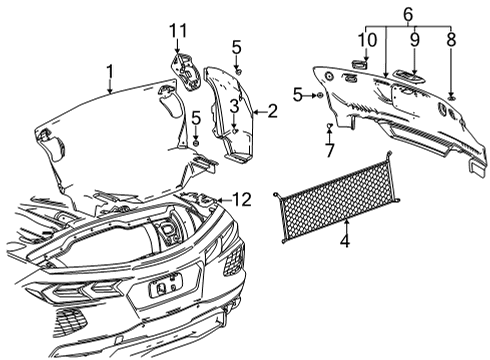 2021 Chevrolet Corvette Interior Trim - Rear Body Trim Cover Clip Diagram for 11602470