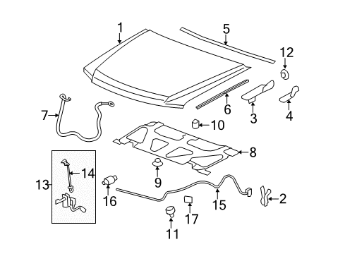 2014 GMC Sierra 2500 HD Hood & Components Hood Diagram for 25835322