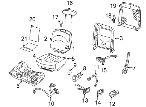 2003 Mercury Grand Marquis Front Seat Components Lumbar Adjuster Diagram for 7W1Z-15B679-A