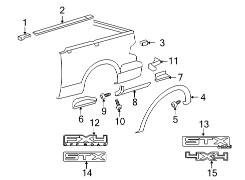 2009 Ford F-150 Exterior Trim - Pick Up Box Upper Molding Diagram for 5L3Z-83291A40-BAA