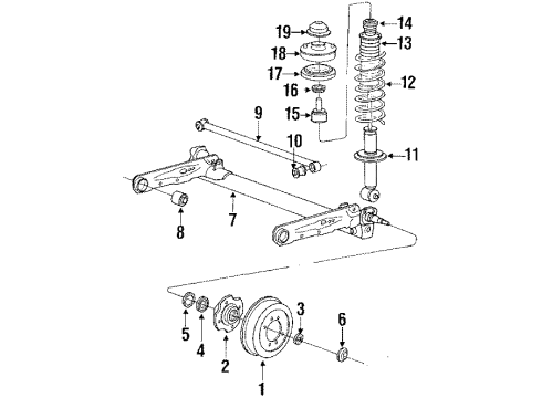 1989 Hyundai Sonata Rear Suspension Drum Assembly-Rear Brake Diagram for 58411-33001
