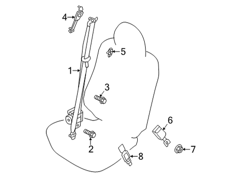 2022 Mitsubishi Outlander Front Seat Belts Bolt Diagram for 01125-02501