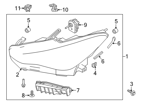 2017 Infiniti Q60 Headlamps End Rubber-Headlamp, RH Diagram for 26028-5CA1B