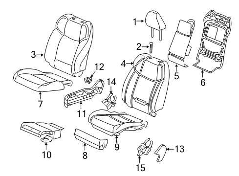 2016 Acura TLX Heated Seats Heater Complete Left, Front Diagram for 81524-TZ3-A11