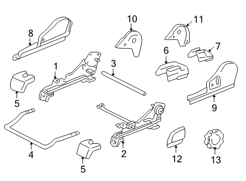 2004 Toyota Tundra Tracks & Components Release Handle Diagram for 72526-02030-B1