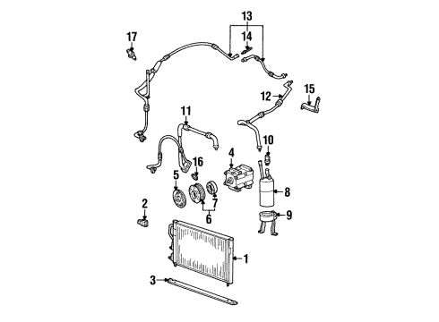 1998 Ford Contour A/C Condenser, Compressor & Lines Condenser Diagram for XW2Z-19712-AA