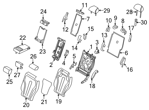 2015 BMW X5 Second Row Seats Armrest With Compartment, Leather Diagram for 52207330536