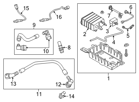 2015 Ford Mustang Emission Components Rear Oxygen Sensor Diagram for FR3Z-9G444-C