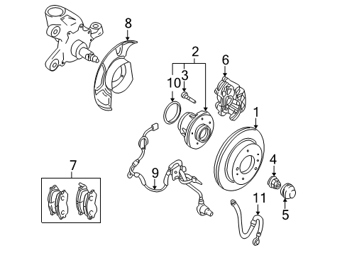 2004 Infiniti Q45 Brake Components Hose Assy-Brake, Front Diagram for 46210-AR01B