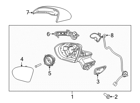 2016 Chevrolet Cruze Outside Mirrors Mirror Assembly Diagram for 39125813