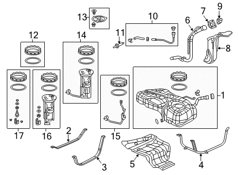2014 Honda CR-V Senders Set, Fuel Tank Complete Diagram for 17044-T0A-A30