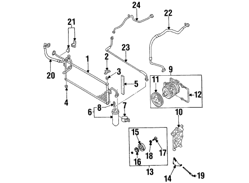 1998 Nissan 200SX A/C Condenser, Compressor & Lines Pipe-Front Cooler, High A Diagram for 92441-8B700