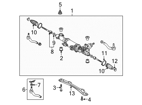 2012 Lexus LS460 Steering Column & Wheel, Steering Gear & Linkage, Shroud, Switches & Levers Bracket, Steering Rack Housing, NO.1 Diagram for 45514-50050