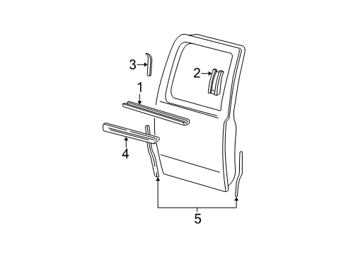 2001 Ford F-150 Exterior Trim - Rear Door Upper Molding Diagram for YL1Z-78290A67-AA