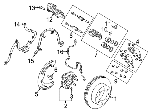 2019 Ram 3500 Front Brakes Splash Diagram for 52122242AE