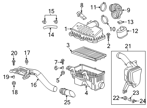 2013 Chevrolet Spark Powertrain Control Air Inlet Duct Diagram for 96910368