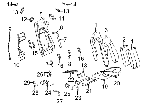 2006 Cadillac XLR Front Seat Components Pad Asm, Driver Seat Cushion Diagram for 88994352