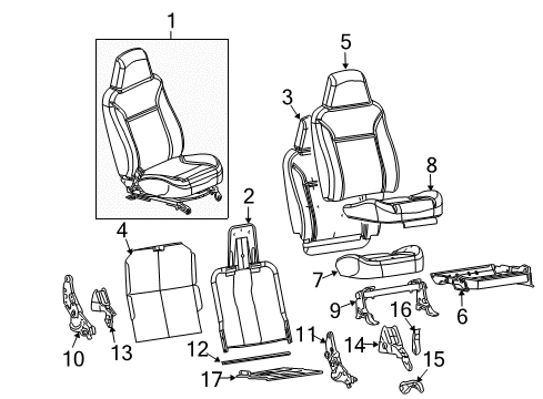 2012 Chevrolet Colorado Front Seat Components Recliner Handle Diagram for 22759581