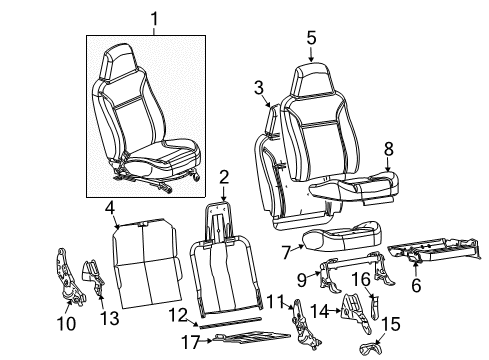 2010 Chevrolet Colorado Front Seat Components Recliner Cover Diagram for 89042774