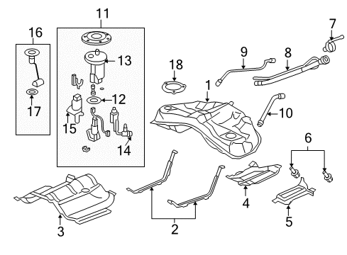 2007 Acura RL Fuel Injection Cover Assembly, Fuel Tank Diagram for 17733-SJA-A01